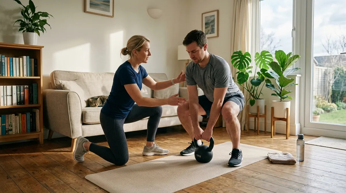 Coach sportif en séance à domicile
